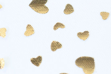 Feintüll "Twinkle" mit Herzen, weiß, gold, Foliendruck, Swafing, 0,5 m
